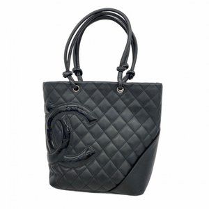 Chanel Cambon Tote Bag in Lambskin and Patent Leather, Black, Women's